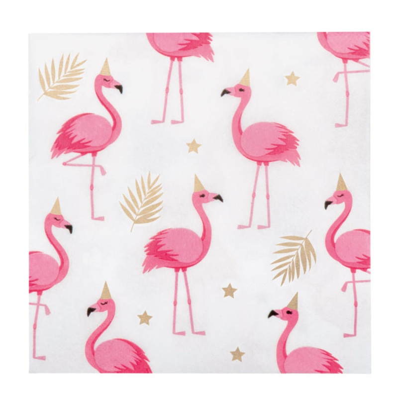 20 Bio Degradable Paper Napkins Flamingo (33 x 33 cm)