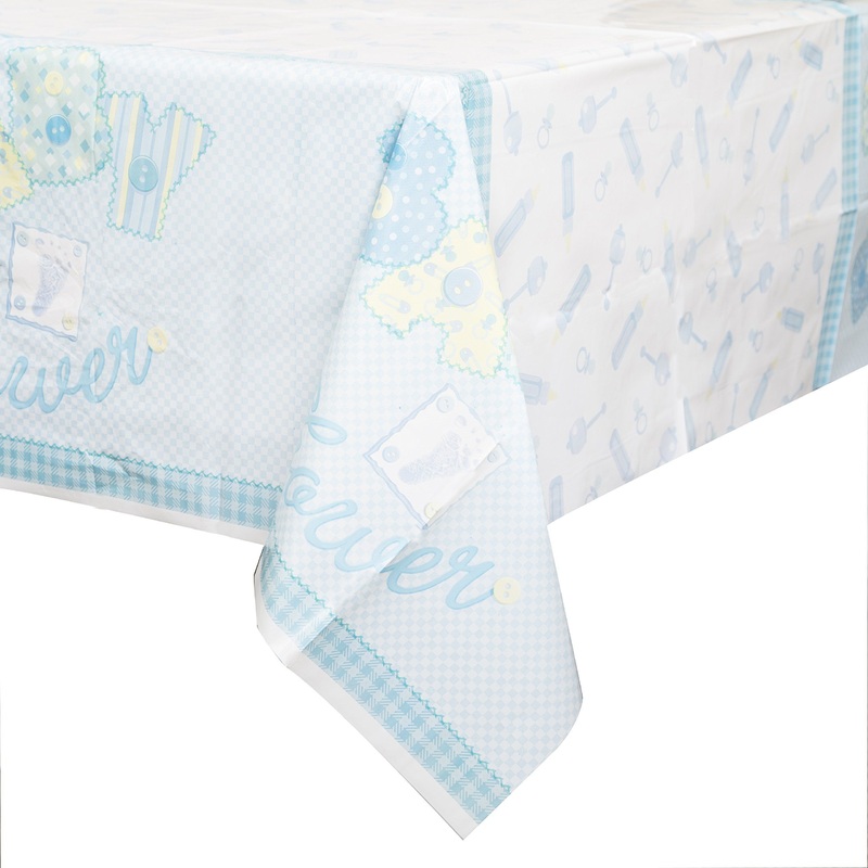Baby Blue Stitching Plastic Tablecover (1.37M x 2.13M)