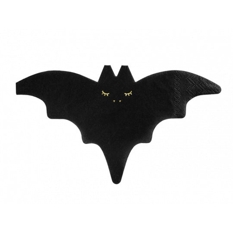 Black Bat Shaped Halloween Napkins (20pc)