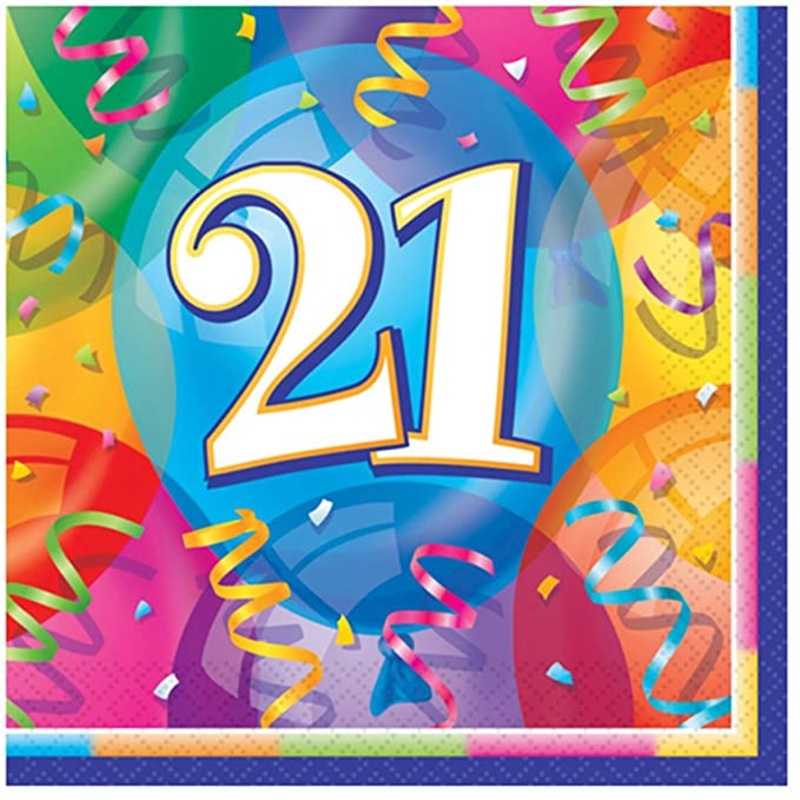 Brilliant Balloons 21st Napkins- 16ct
