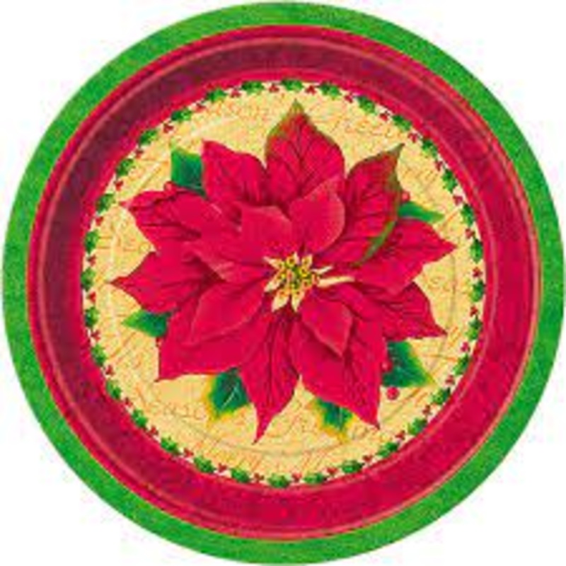 Classic Poinsettia Dessert Plate ( 8ct )