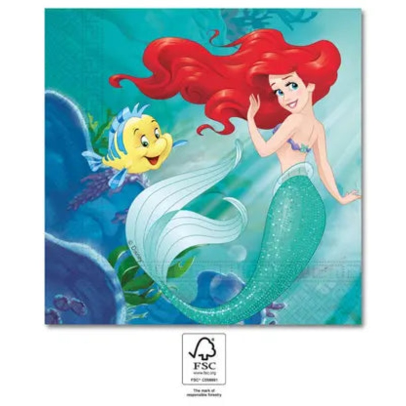 Disney Princess Ariel Two-Ply Paper Napkins 33x33 cm. FSC
