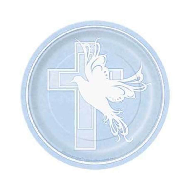 Dove Cross Blue Dessert Plate (8ct)