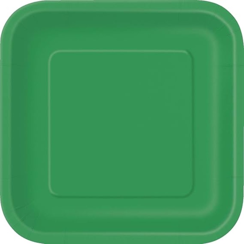 Emerald Green Square Paper Dinner Plates - 9" (14 Ct)