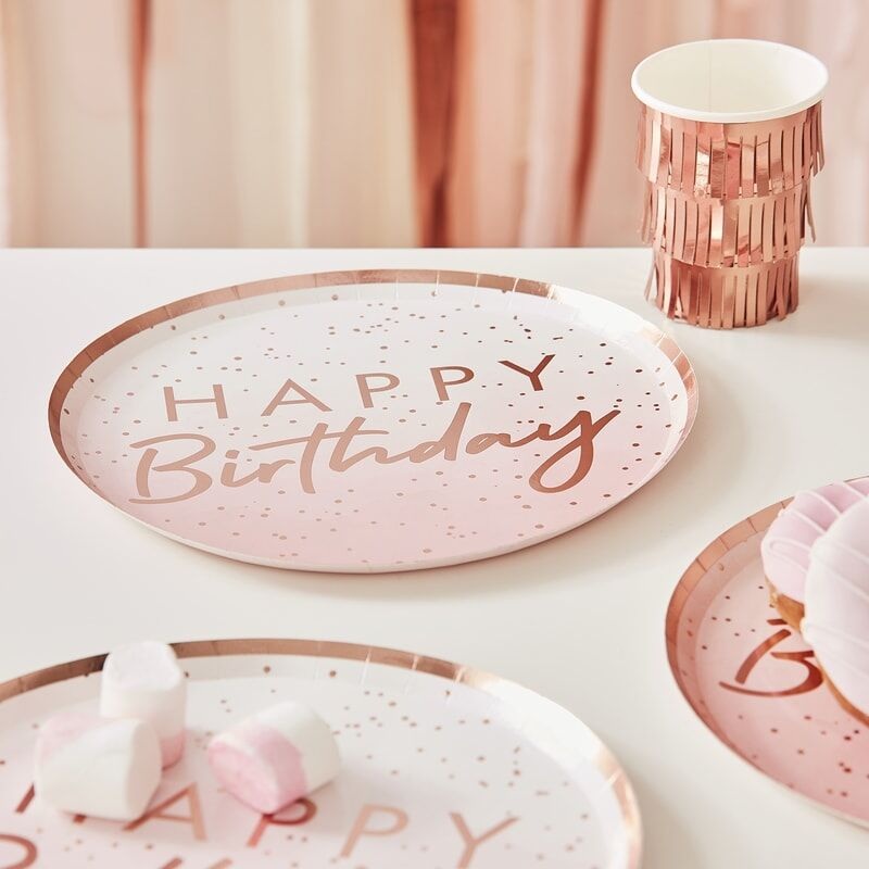 Ginger Ray -  Happy Birthday Rose Gold Plate