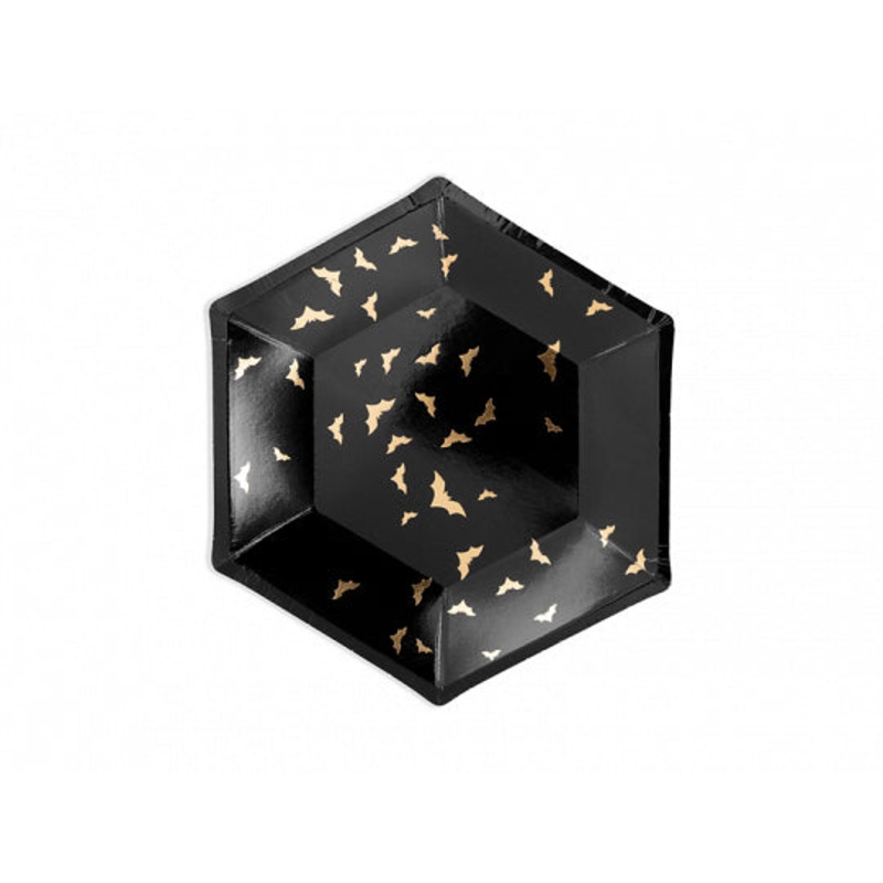 Gold Foiled Bat Halloween Paper Dessert Plates (6ct)