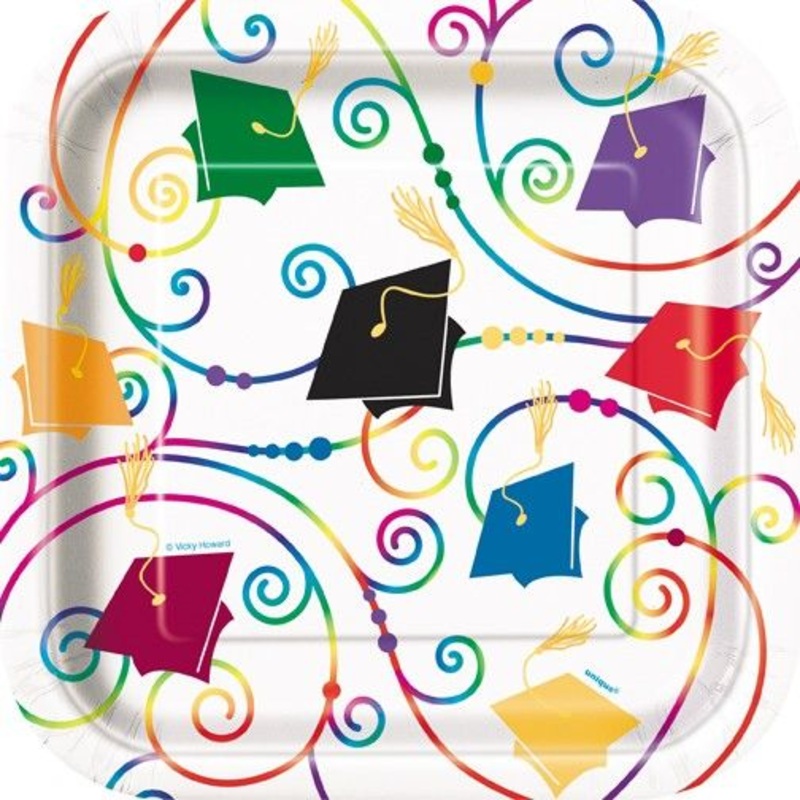 Grad Scroll Paper Plates (17.8cm - 10ct)