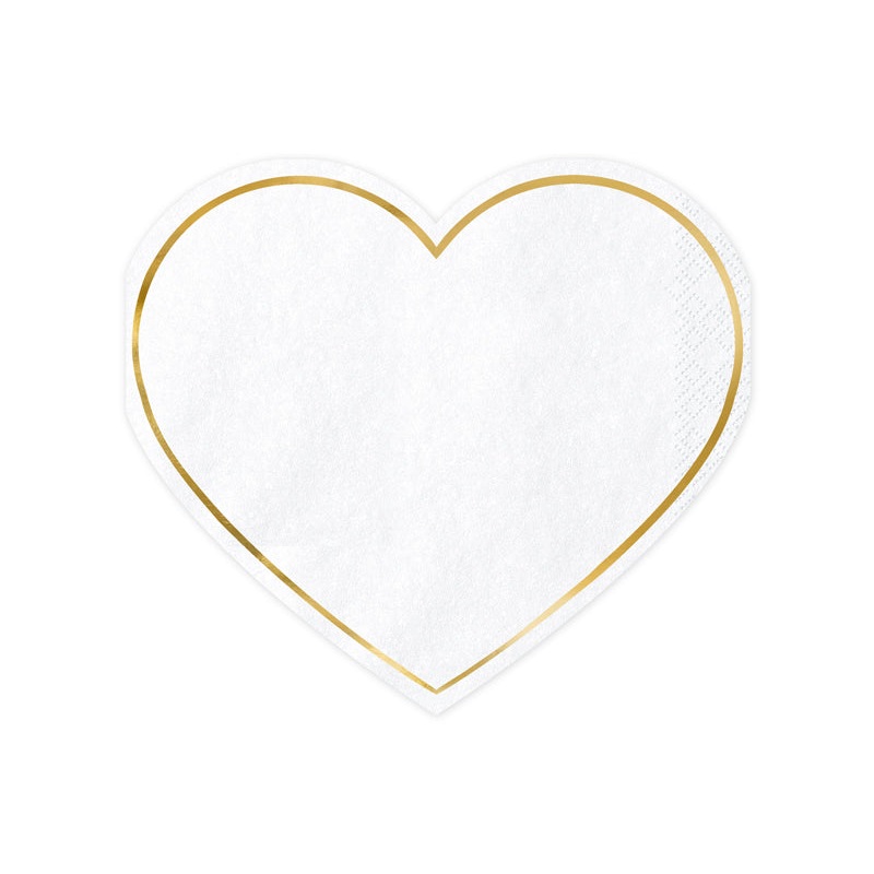 Heart Shaped Gold Trim Napkins (20pc)