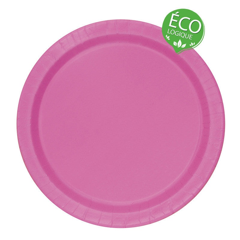 Hot Pink Solid Round FSC 9" Dinner Plates, 16ct