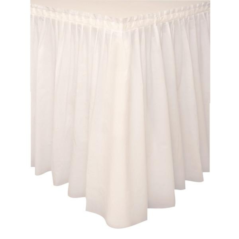 Ivory Plastic Table Skirt, 29"x14ft