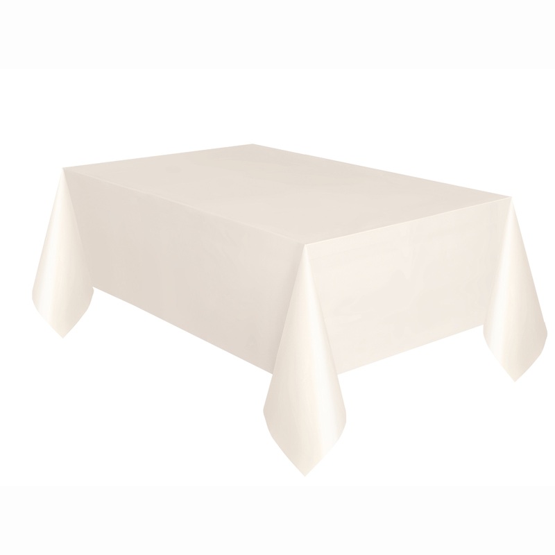 Ivory Solid Rectangular Plastic Table Cover, 54"x108"