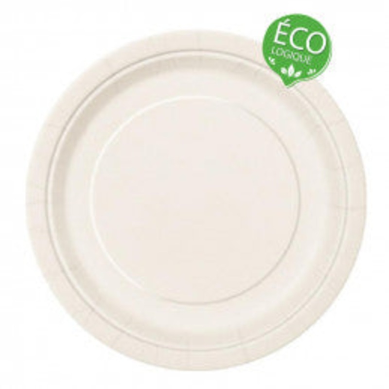 Ivory Solid Round 9" FSC Dinner Plates, 16ct