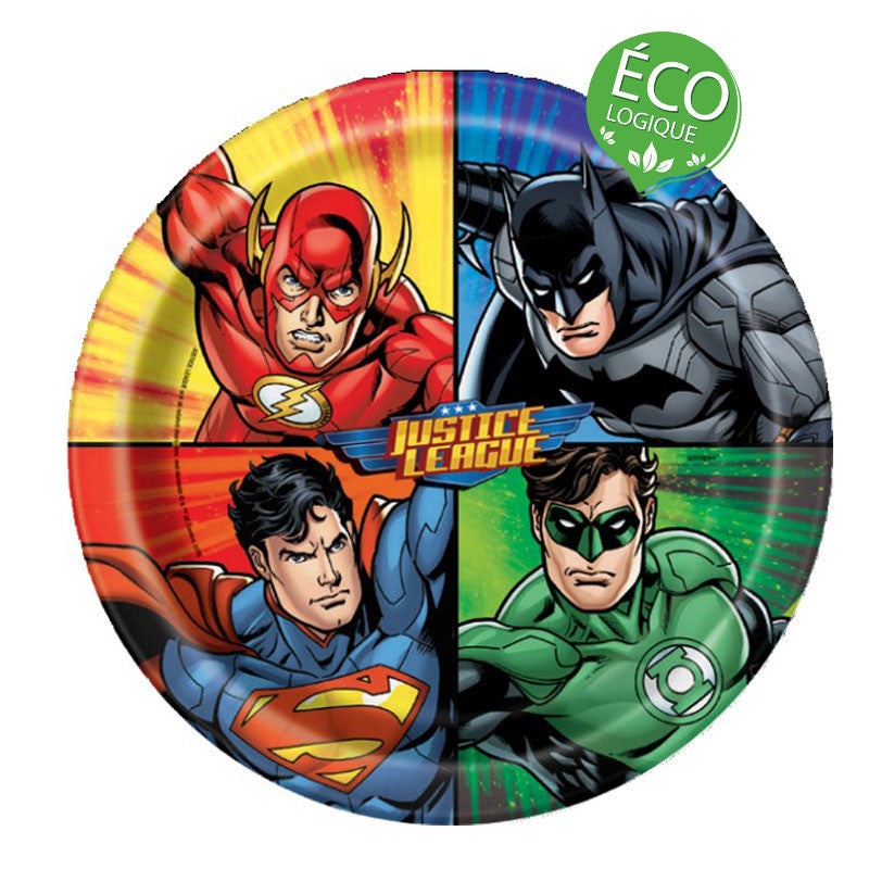 Justice League Round 9" FSC Dinner Plates, 8ct