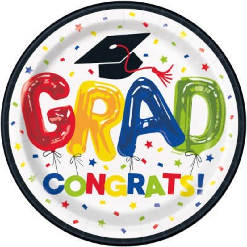 Letter Balloon Grad Paper Dinner Plates (21.9cm - 8ct)