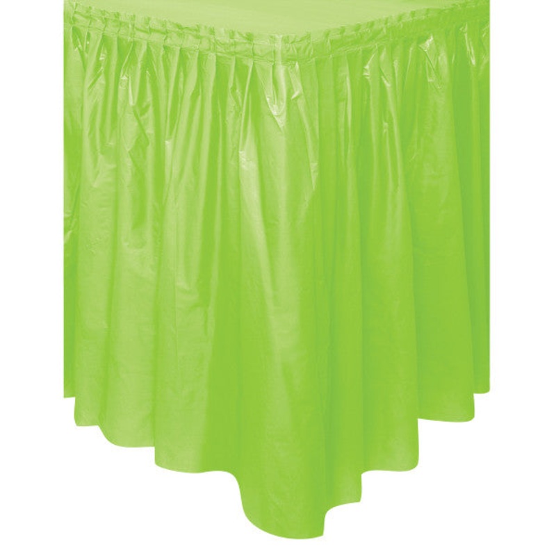 Lime Green Plastic Table Skirt, 29"x14ft