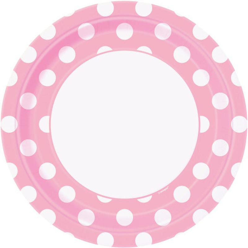 Lovely Pink Dots Round 9" Dinner Plates - 8ct