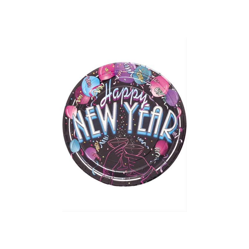 New Year`s Cheer Dessert Plate  (8ct )