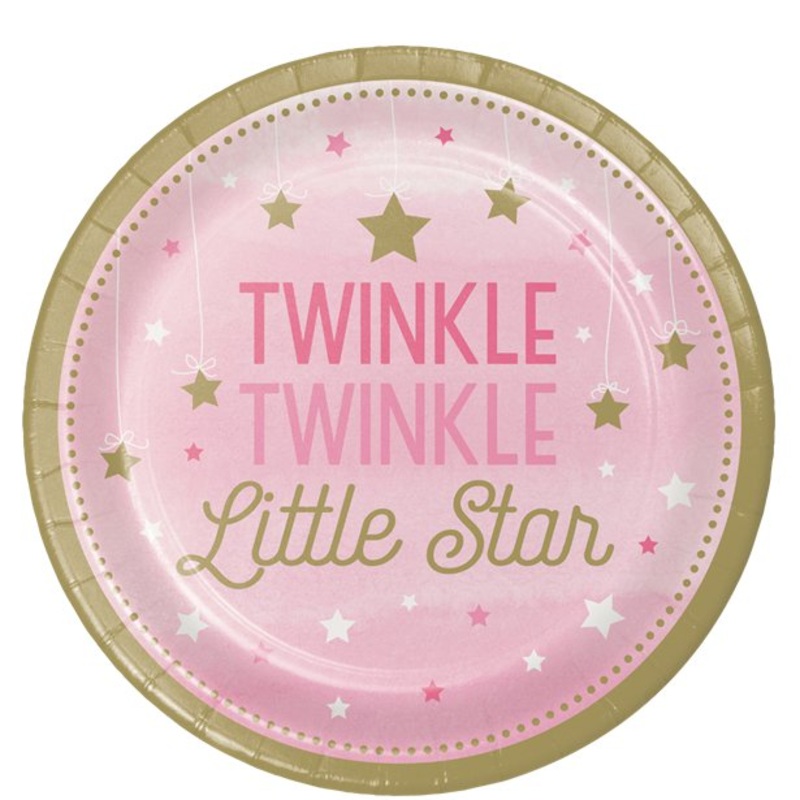 One Little Star Girl Paper Dinner Plates (8pk)
