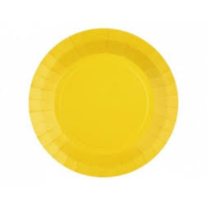 Pack Of 8 Yellow Paper Plates - 22cm