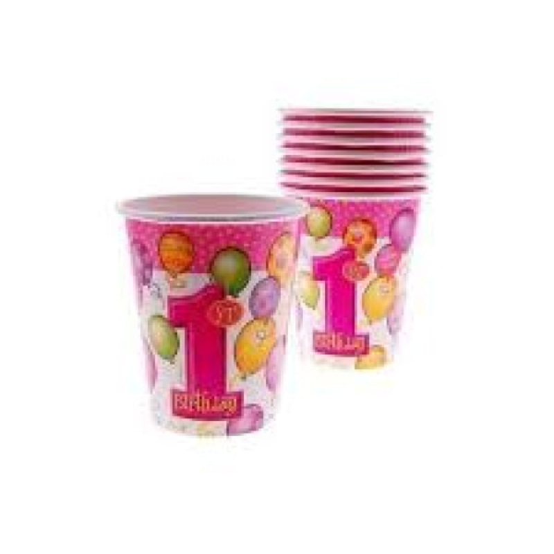 Pink Balloons Cups 8 Pack