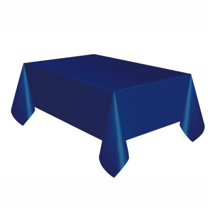 True Navy Blue Solid Rectangular Plastic Table Cover, 54"x108"