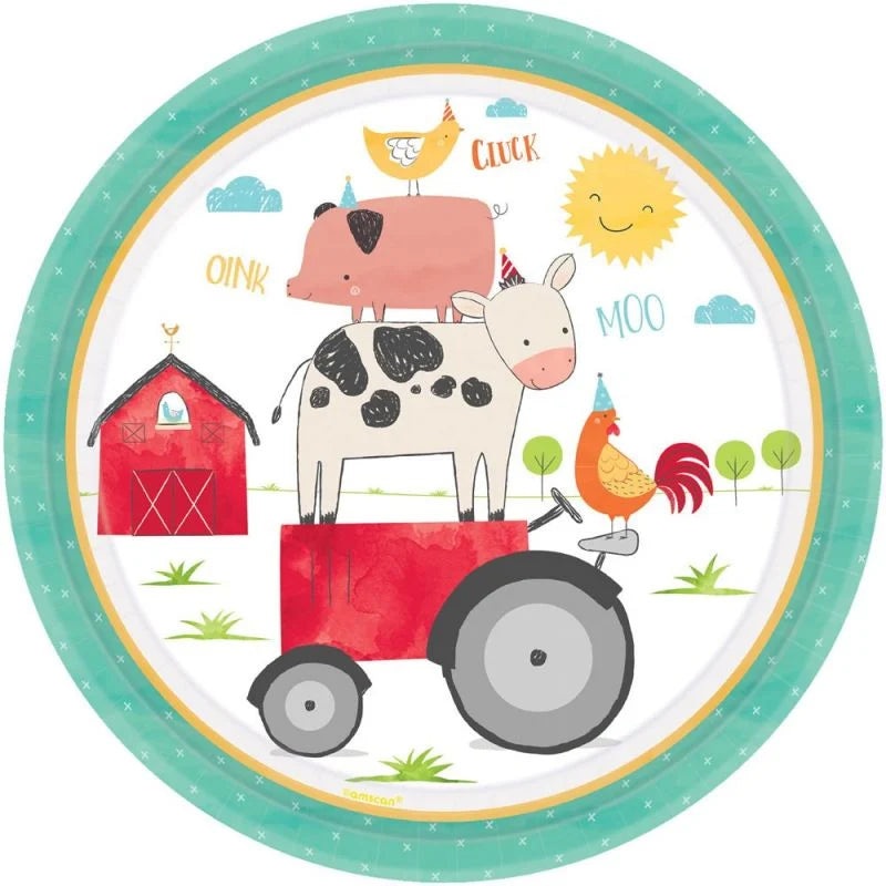 "Barnyard" Birthday Eco Paper Plates - 8pk