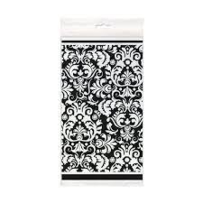 Black Damask Plastic Tablecover - 54" x 84"