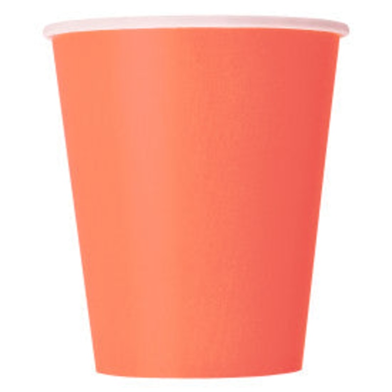 Coral Solid 9oz Paper Cups, 14ct