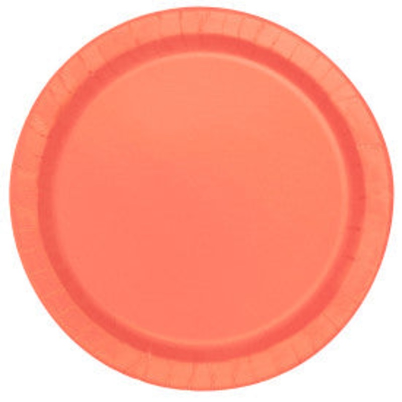 Coral Solid Round 7" Dessert Plates, 20ct