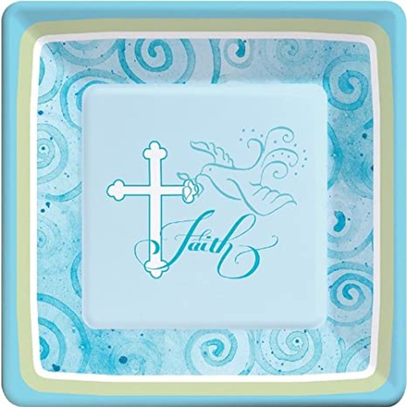 Faithful Dove Blue Square Dinner Plate (8ct)