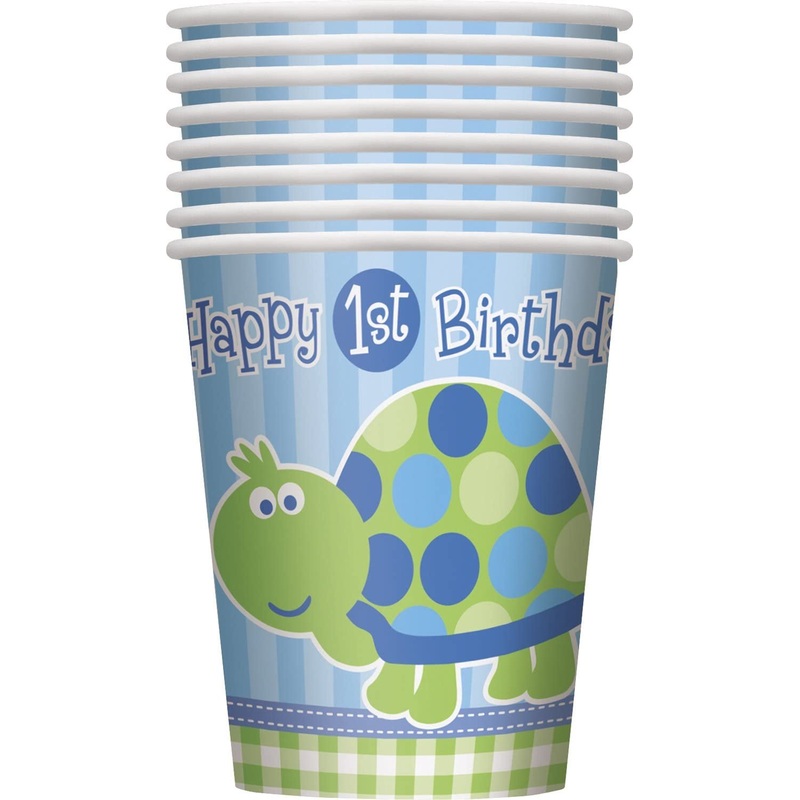 First Birthday Turtle Cups 8 Pack