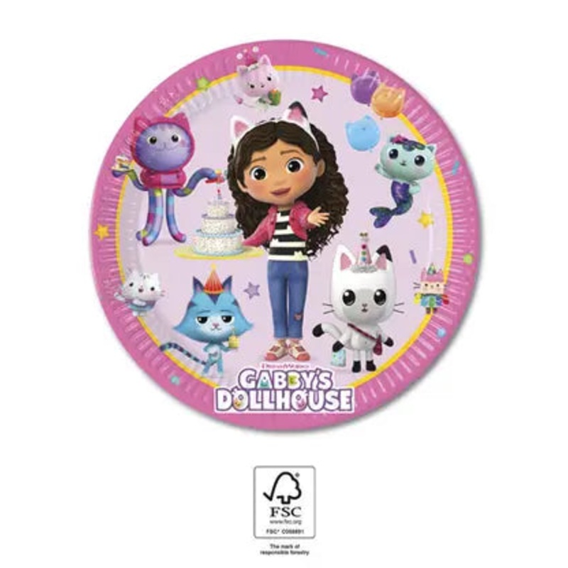 Gabby's Dollhouse FSC Paper Plates 20cm - 8ct