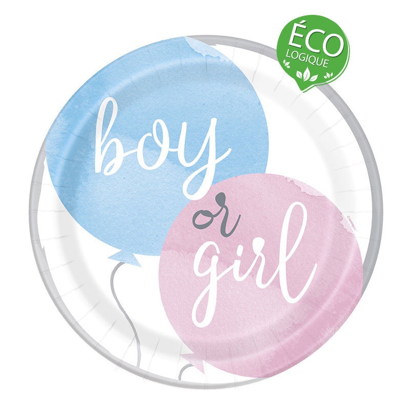 Gender Reveal 9" Dinner Plates -23cm - Plastic Free