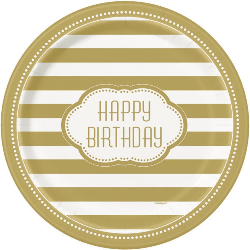 Golden Birthday Round 9" Dinner Plates, 8ct