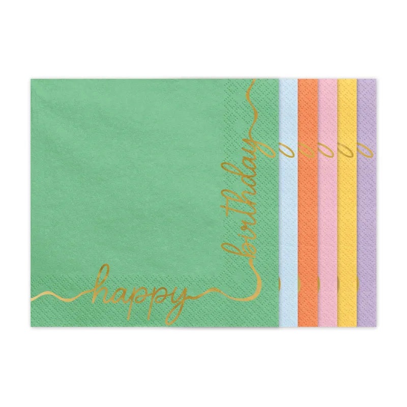 Happy Birthday Pastel Paper Napkins - 12ct