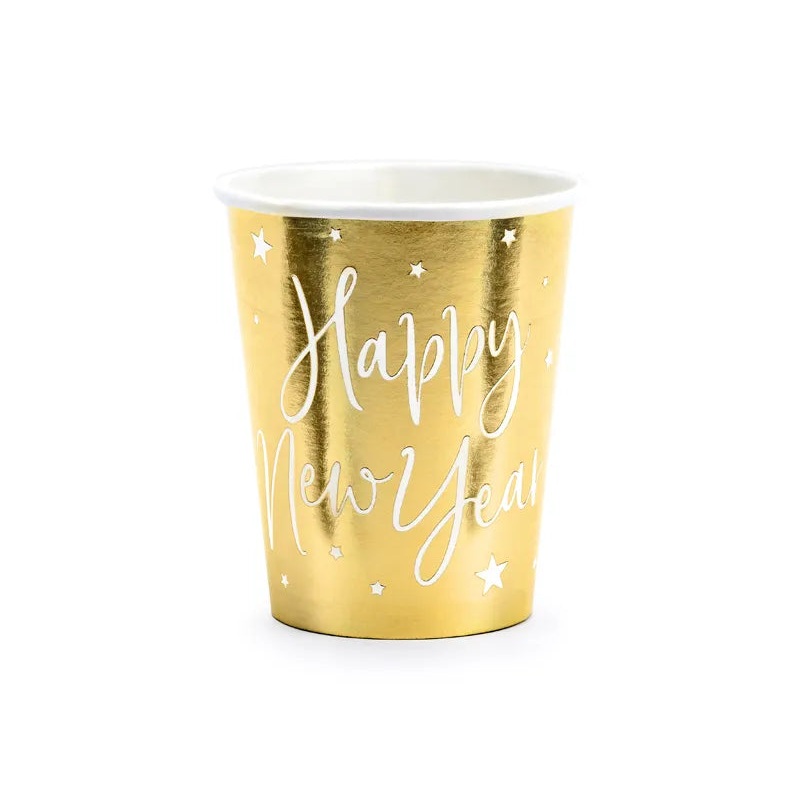 Happy New Year cups, Gold, 220ml