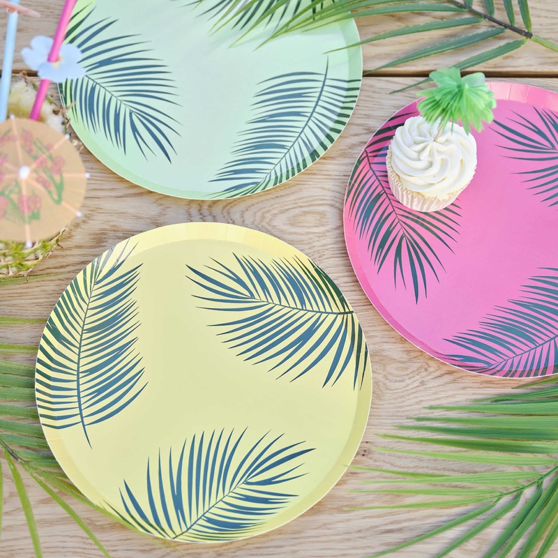 Hawaiian Tiki Palm Leaf Printed Paper Plates -Im eco friendly