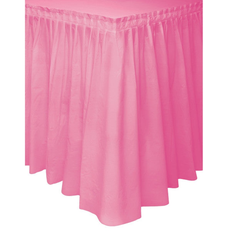 Hot Pink Plastic Table Skirt, 29"x14ft