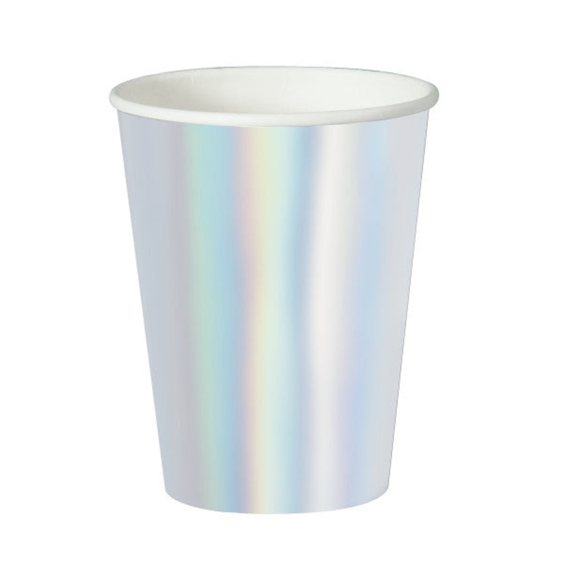 Iridescent 12oz Paper Cups, 8ct - Foil Board Iridescent