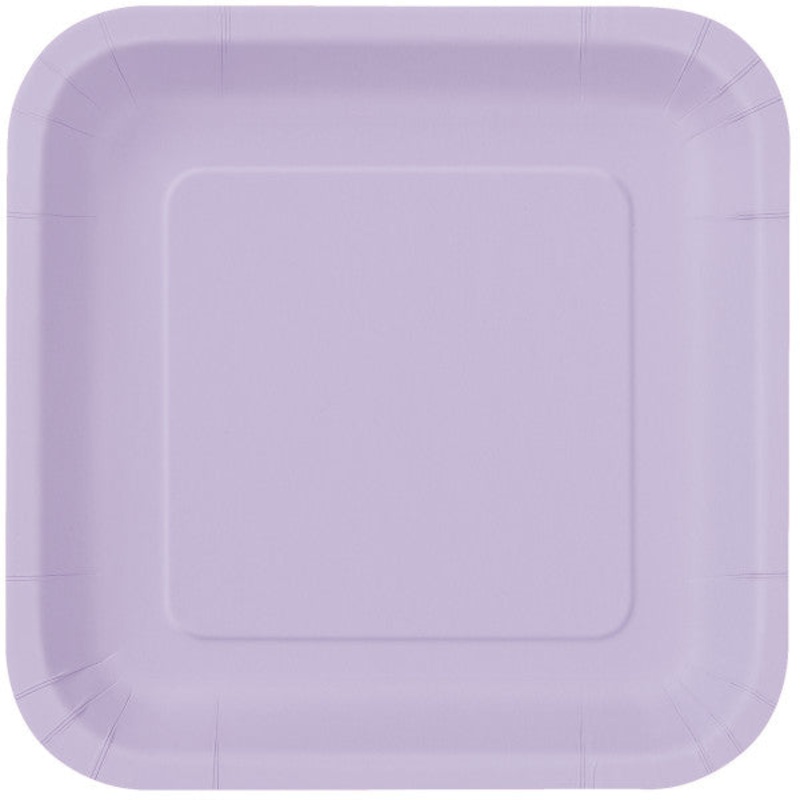 Lavender Solid Square 9" Dinner Plates, 14ct