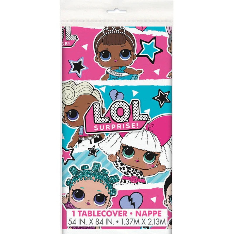 LOL Surprise Rectangular Plastic Table Cover, 54"x84"