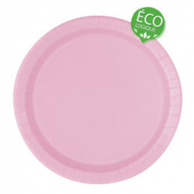 Lovely Pink Solid Round 9" FSC Dinner Plates, 16ct