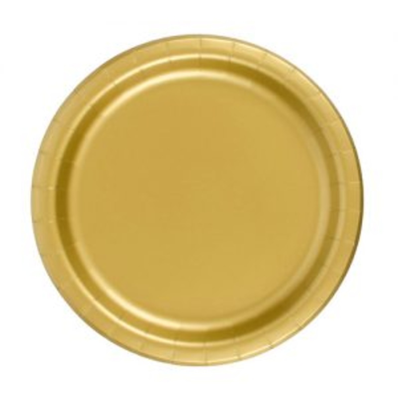 Matte Gold Solid Round 7" FSC Dessert Plates, 20ct