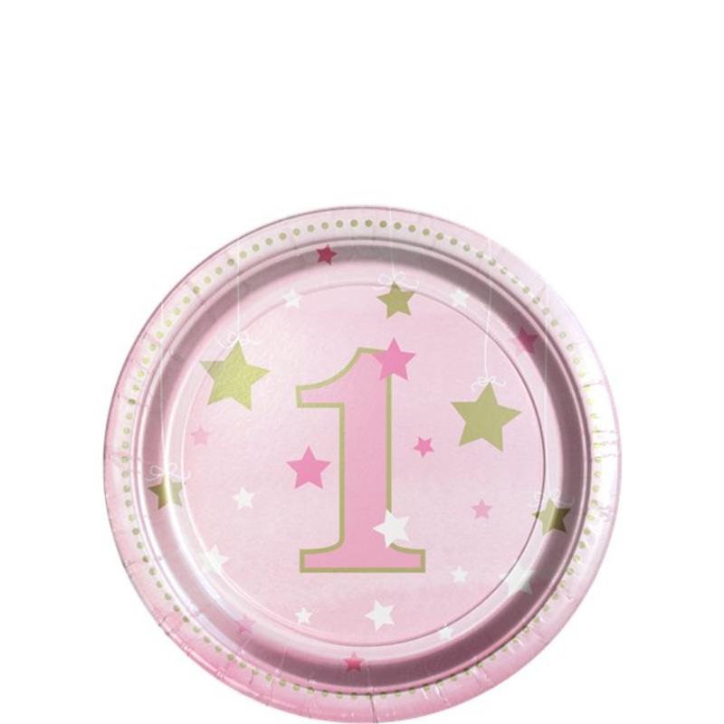 One Little Star Girl 1st Birthday Paper Dessert Plates (8pk)
