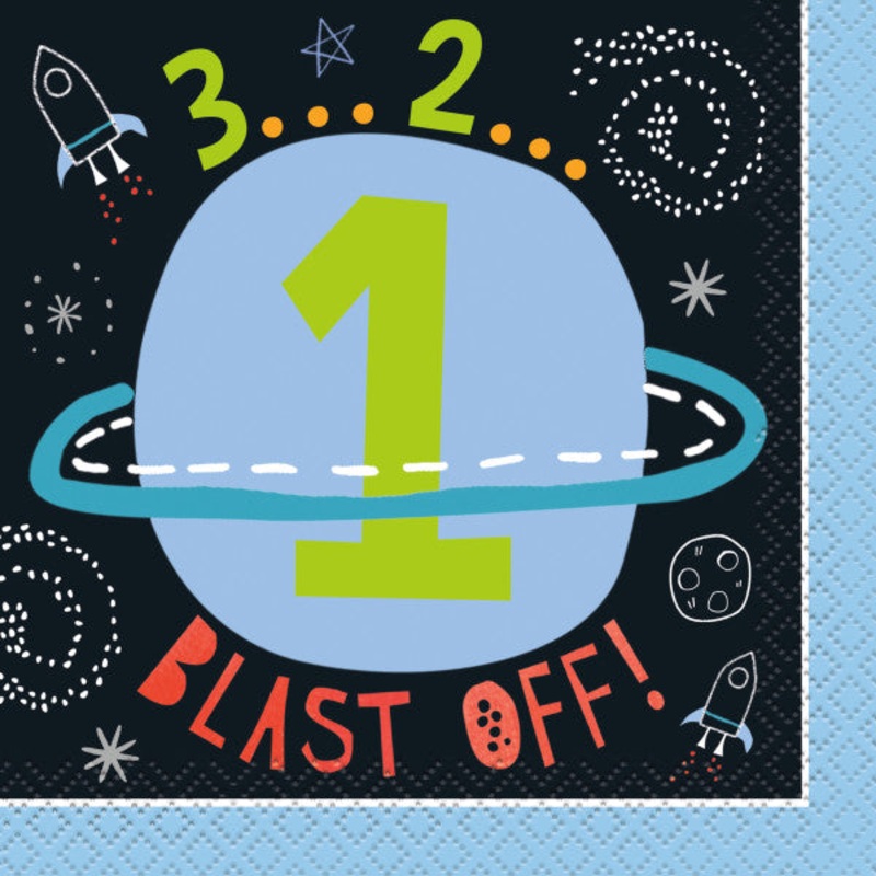 Outer Space Birthday Beverage Napkins, 16ct
