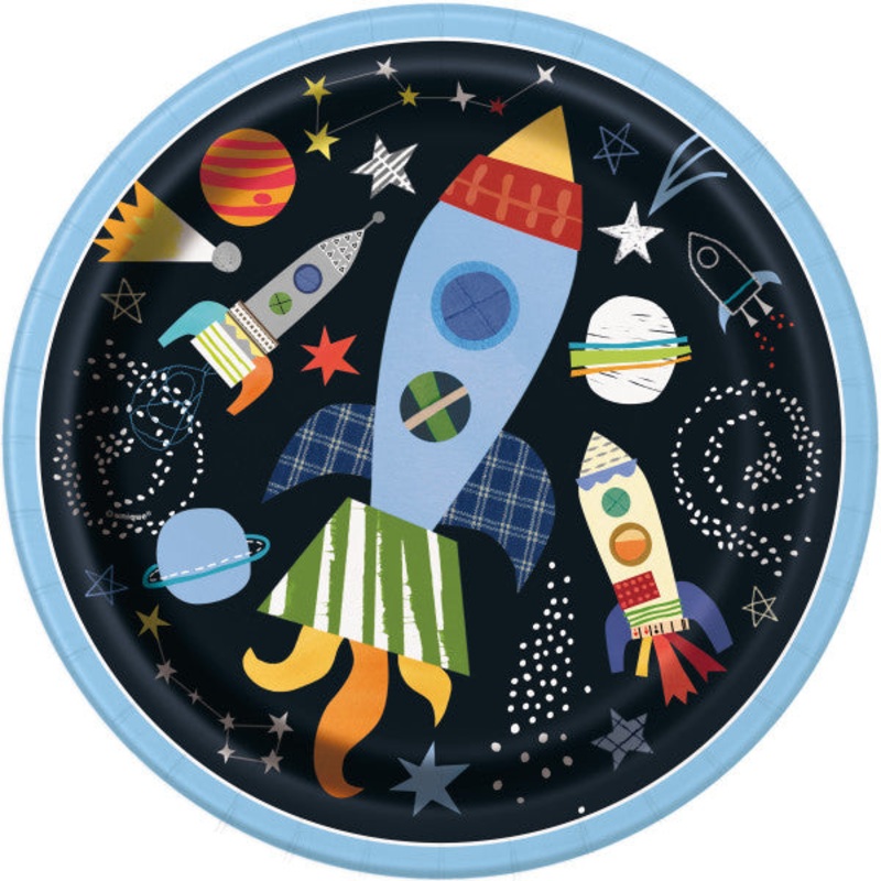Outer Space Round 9" FSC Dinner Plates, 8ct (Plastic Free)
