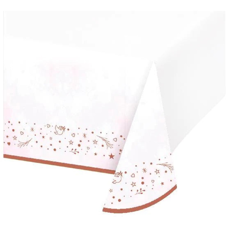 Pink On Your Christening Paper Tablecover Border Print