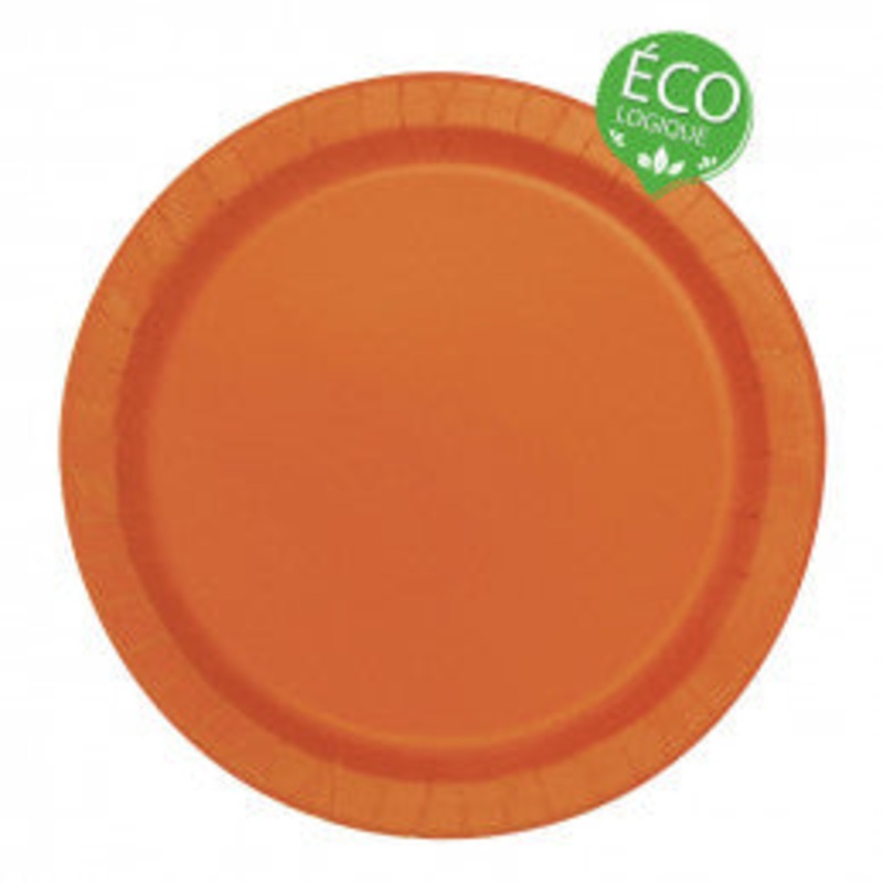 Pumpkin Orange Solid Round 9" FSC Dinner Plates, 16ct