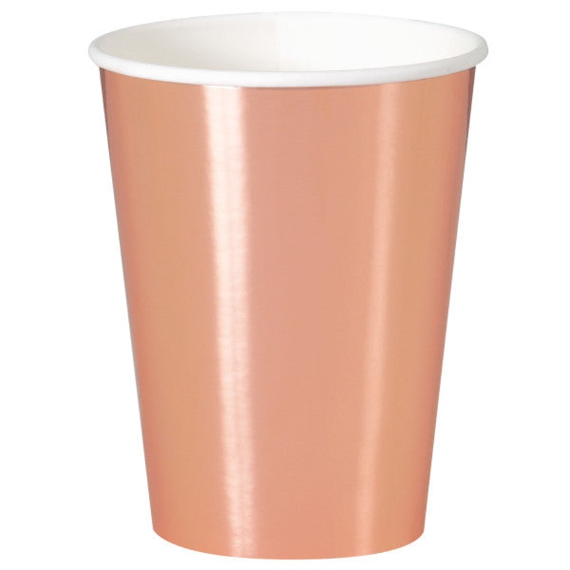 Rose Gold Foil 12oz Paper Cups, 8ct - Foil Board
