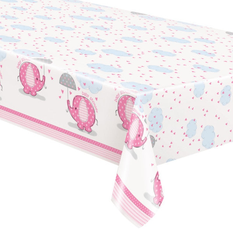 Umbrellaphants Pink Rectangular Plastic Table Cover - 54"x84"